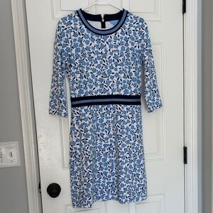 Floral Blue and White Draper James Dress NWOT